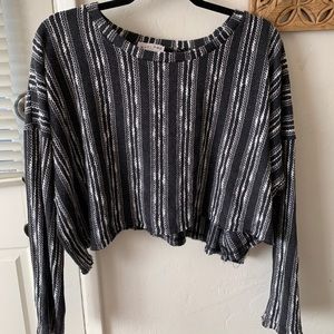 Cropped lightweight striped sweater